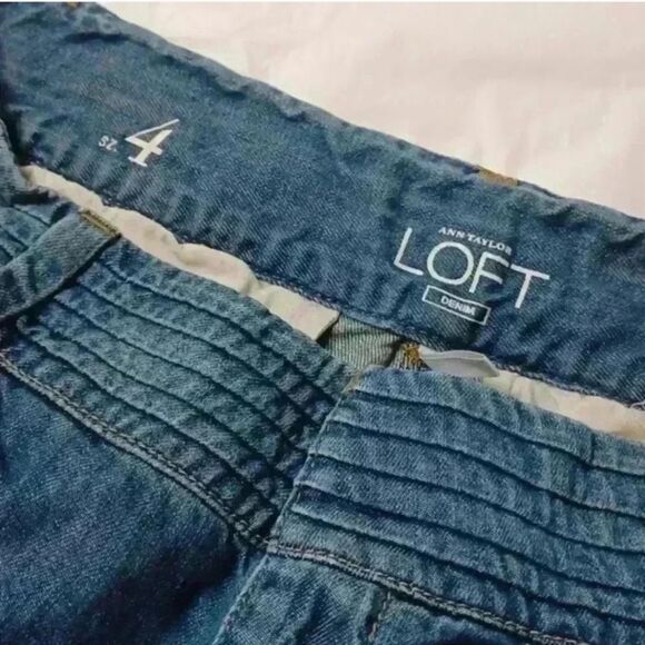 LOFT 100%Cotton Medium Indigo Flare Wide Leg Jeans - Picture 11 of 12